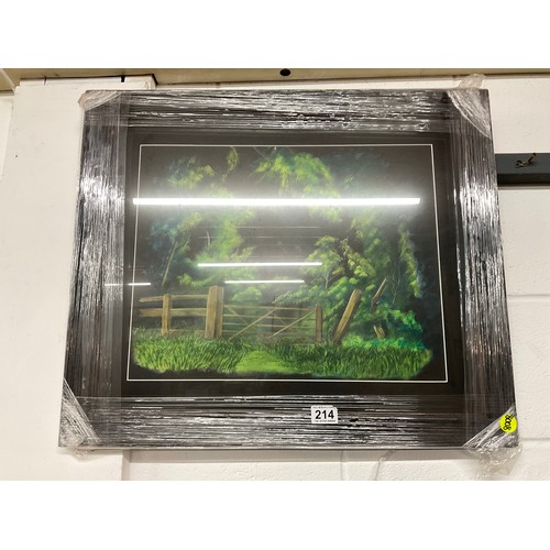 214 - MODERN FRAMED WOODLAND PICTURE 26