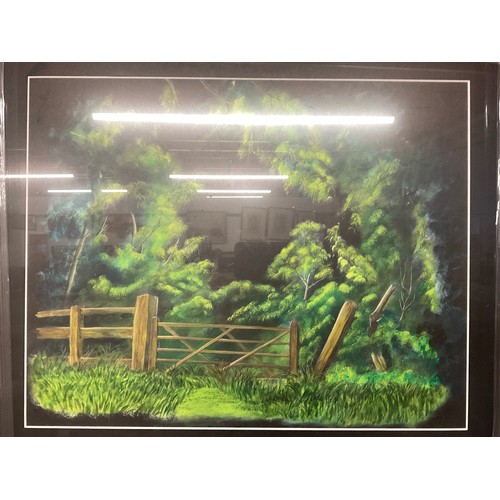 214 - MODERN FRAMED WOODLAND PICTURE 26