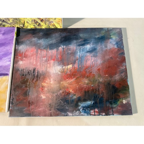 216 - 3 UNFRAMED OIL ON CANVAS PICTURES