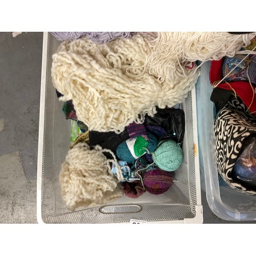 221 - 2 CRATES OF FABRIC WOOL ETC