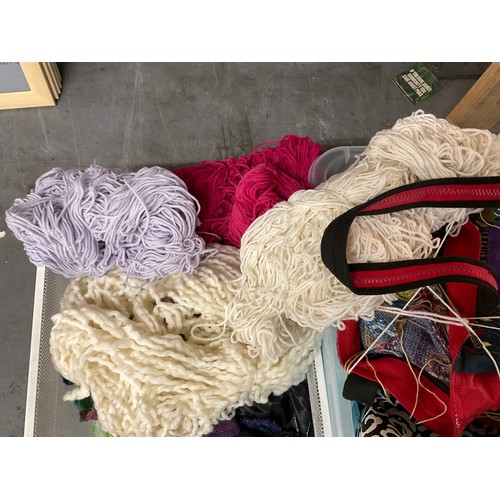 221 - 2 CRATES OF FABRIC WOOL ETC