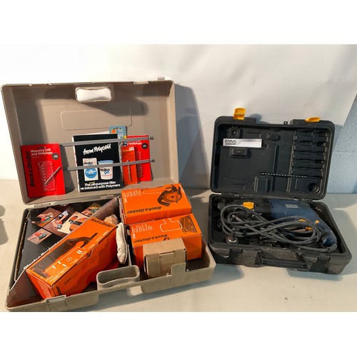 219 - CASED BLACK AND DECKER DRILL KIT AND CASED MACALISTER HEAVY DUTY DRILL