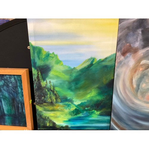 232 - 6 MODERN OILS ON CANVAS PICTURE TO INCLUDE ABSTRACT ART ETC