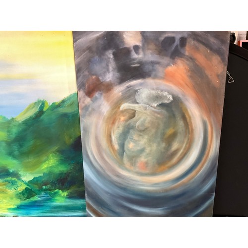 232 - 6 MODERN OILS ON CANVAS PICTURE TO INCLUDE ABSTRACT ART ETC