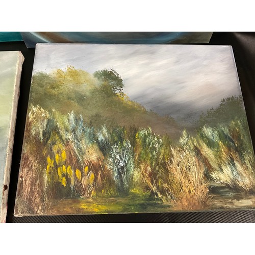 232 - 6 MODERN OILS ON CANVAS PICTURE TO INCLUDE ABSTRACT ART ETC