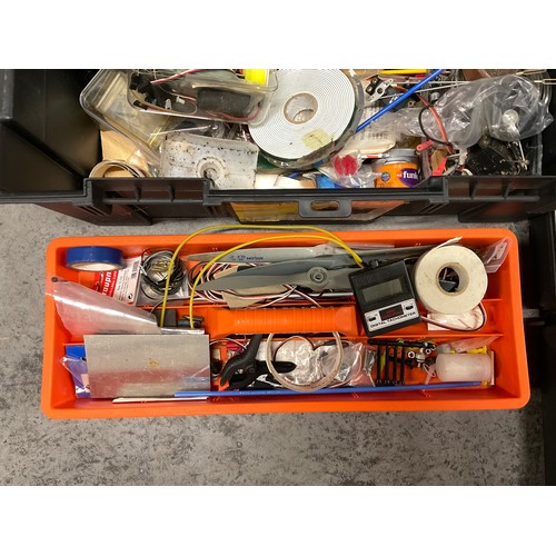 237 - 4 TOOL BOXES WITH CONTENTS AND DRILL CASE OF TOOLS AND HARDWARE