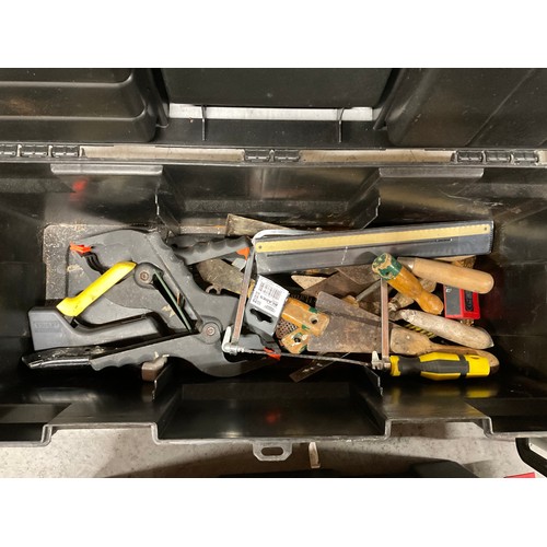 237 - 4 TOOL BOXES WITH CONTENTS AND DRILL CASE OF TOOLS AND HARDWARE