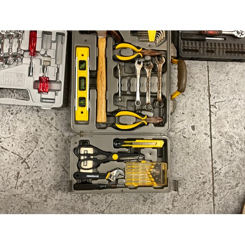 239 - 2 BOXES OF ELECTRIC TOOLS -BATTERY DRILLS,SANDER,SOCKET SETS,TOOL KITS,SNOW CHAINS ETC