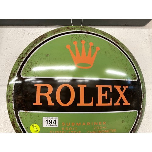 194 - REPRODUCTION CIRCULAR ROLEX SIGN DIA16