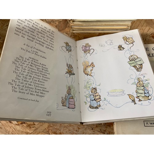 VINTAGE PETER RABBIT BOOKCASE WITH VINTAGE PETER RABBIT BOOKS ETC