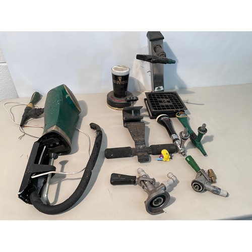 55 - CRATE OF BEER PUMPS GUINESS ETC