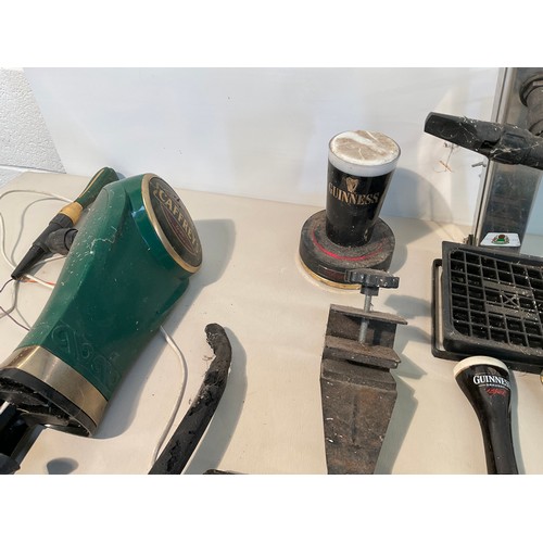 55 - CRATE OF BEER PUMPS GUINESS ETC