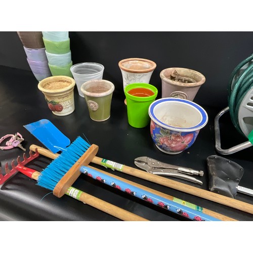 56 - 2 CRATES OF GARDEN AND HOUSEHOLD ITEMS ETC