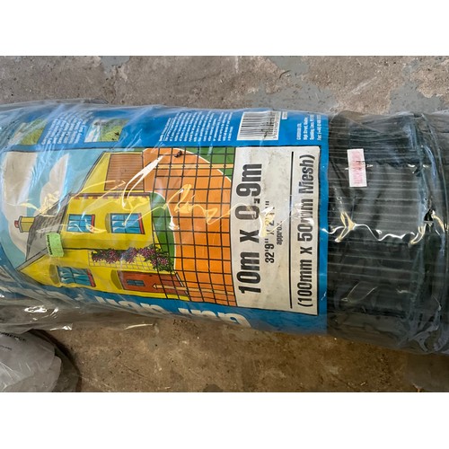 258 - BOXED PATIO TABLE, FOLDING PICNIC TABLE AND ROLL OF GARDEN FENCING