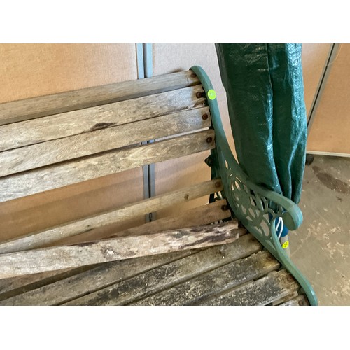 211 - VINTAGE GARDEN BENCH A/F AND PARASOL PARTS