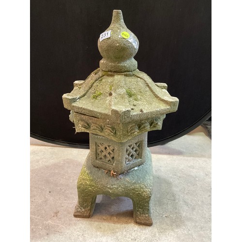 231 - VINTAGE WEATHERED CHINESE PAGONDA GARDEN ORNAMENT H27