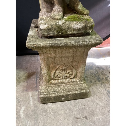 238 - VINTAGE WEATHERED CONCRETE FOUR SEASONS GARDEN STATUE ON PLINTH H48