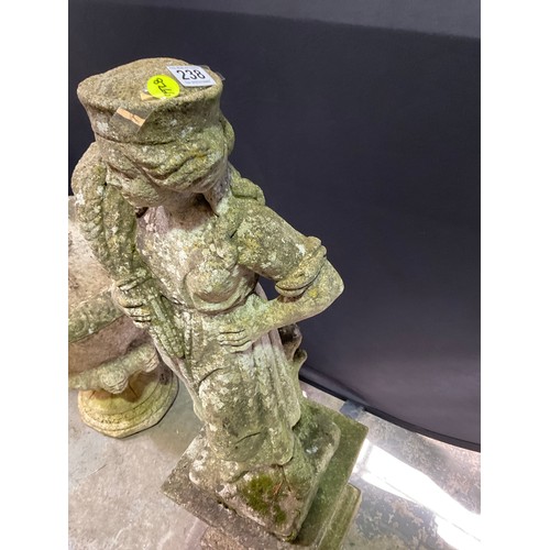 238 - VINTAGE WEATHERED CONCRETE FOUR SEASONS GARDEN STATUE ON PLINTH H48