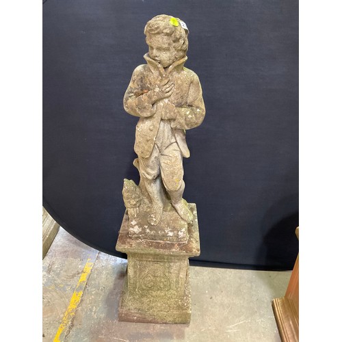 239 - VINTAGE WEATHERED CONCRETE FOUR SEASONS GARDEN STATUE ON PLINTH H48