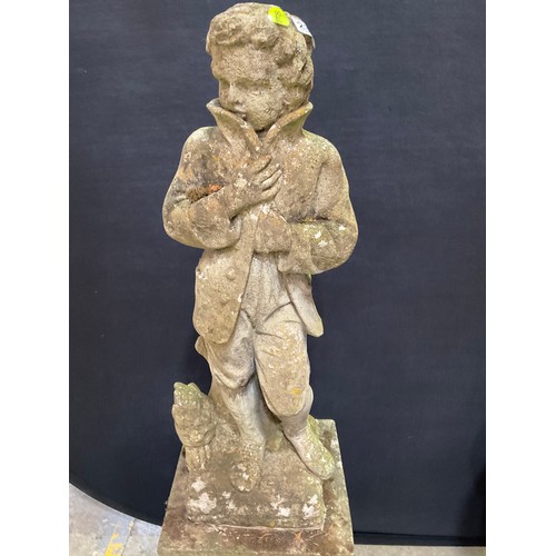 239 - VINTAGE WEATHERED CONCRETE FOUR SEASONS GARDEN STATUE ON PLINTH H48