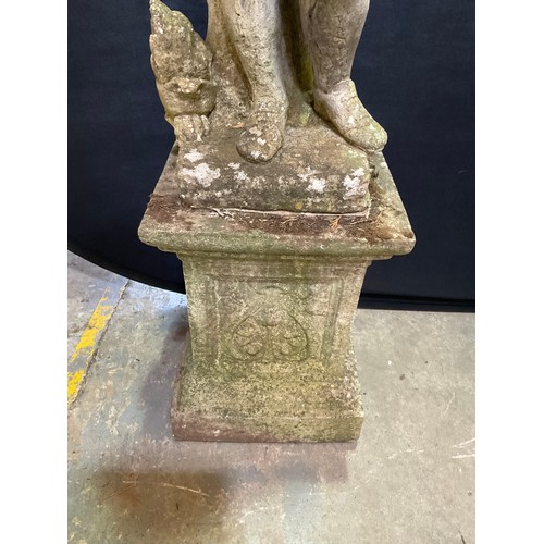 239 - VINTAGE WEATHERED CONCRETE FOUR SEASONS GARDEN STATUE ON PLINTH H48