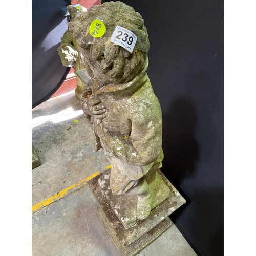 239 - VINTAGE WEATHERED CONCRETE FOUR SEASONS GARDEN STATUE ON PLINTH H48