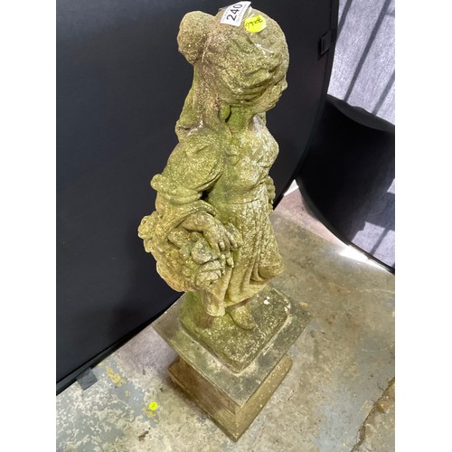 240 - VINTAGE WEATHERED CONCRETE FOUR SEASONS GARDEN STATUE ON PLINTH H48