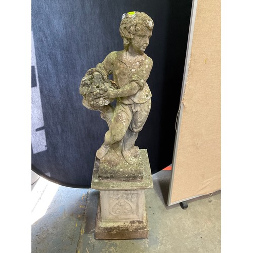 241 - VINTAGE WEATHERED CONCRETE FOUR SEASONS GARDEN STATUE ON PLINTH H48