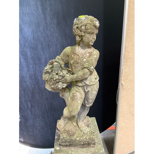 241 - VINTAGE WEATHERED CONCRETE FOUR SEASONS GARDEN STATUE ON PLINTH H48