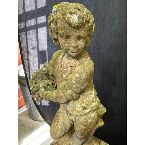 241 - VINTAGE WEATHERED CONCRETE FOUR SEASONS GARDEN STATUE ON PLINTH H48