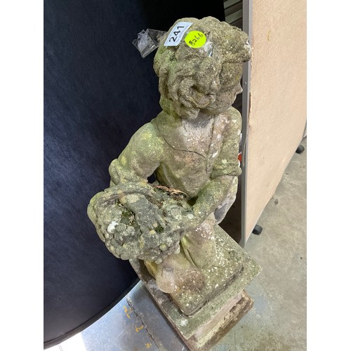 241 - VINTAGE WEATHERED CONCRETE FOUR SEASONS GARDEN STATUE ON PLINTH H48