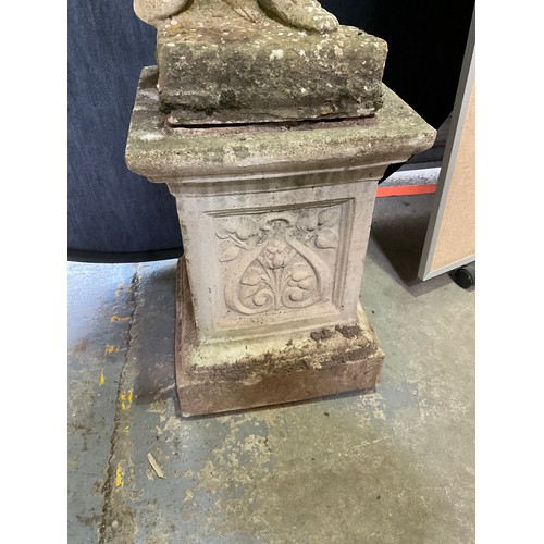 241 - VINTAGE WEATHERED CONCRETE FOUR SEASONS GARDEN STATUE ON PLINTH H48