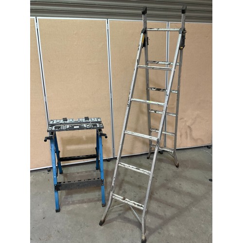 246 - 5 RUNG FOLDING STEP LADDER AND FOLDING WORKMATE