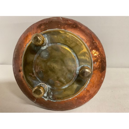 4 - VICTORIAN COPPER AND BRASS BUCKET ON THREE FEET WITH HANDLE 15