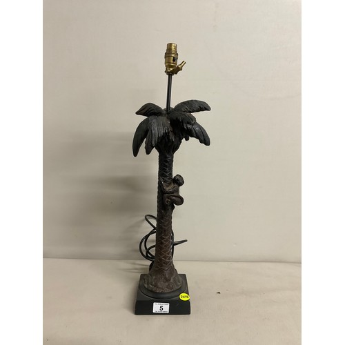 5 - MODERN TABLE LAMP - PALM TREE WITH CLIMBING MONKEY - A/F 25.5