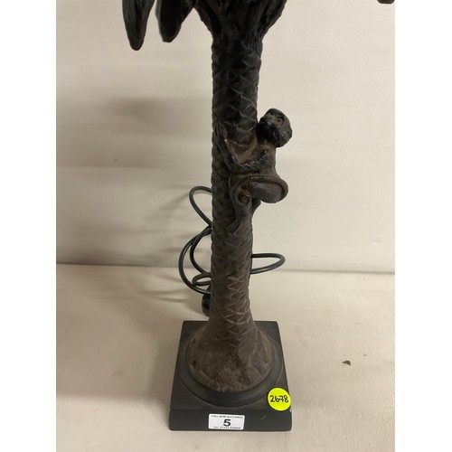 5 - MODERN TABLE LAMP - PALM TREE WITH CLIMBING MONKEY - A/F 25.5