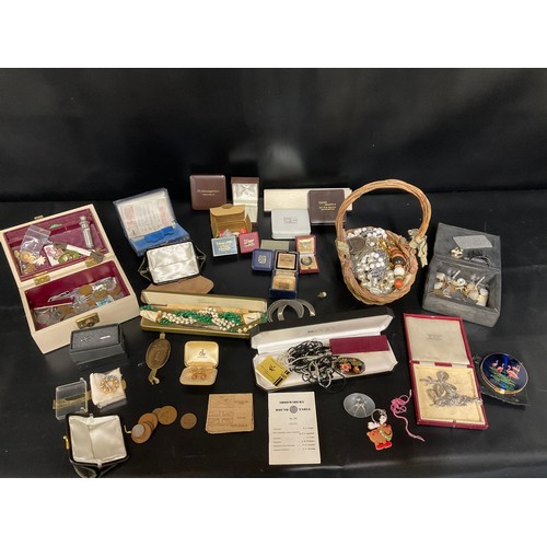 17 - BOX OF COSTUME JEWELLERY,  JEWELLERY BOXES ETC