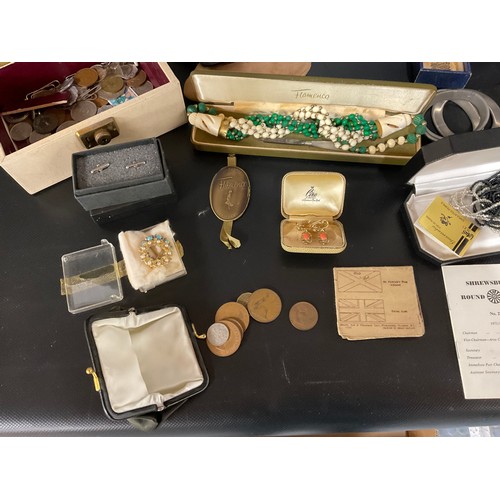 17 - BOX OF COSTUME JEWELLERY,  JEWELLERY BOXES ETC
