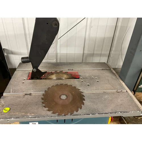 25 - ERBAUER ELECTRIC TABLE SAW WITH SPARE BLADE