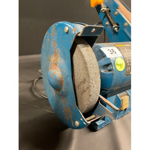 36 - WORKZONE BENCH GRINDER WITH SANDING BELT - 230V