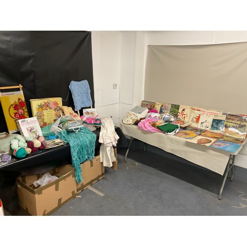 32 - 2 BOXES OF CRAFTWARE AND WOOLS, NEEDLEWORK, BLANKETS ETC