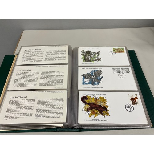 43 - THE OFFICIAL COLLECTION OF WORLD WILDLIFE FIRST DAY COVERS ALONG WITH THREE BOXED STAMP ALBUMS AND C... 