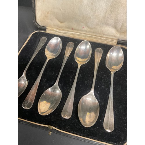 54 - CASED SET OF 6 SILVER TEA SPOONS - BIRMINGHAM - TOTAL WEIGHT 52G