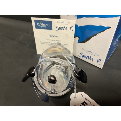 55 - BOXED CAITHNESS GLASS POOCHES PAPERWEIGHT - SARAH P COLLECTION