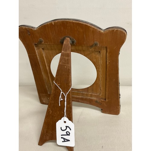 59A - OAK AND PEWTER ART NOUVEAU PHOTO FRAME - 8.5
