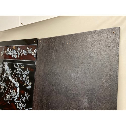 49 - 4 VINTAGE ORIENTAL PANELS WITH MOTHER OF PEARL AND ABALONE DECORATION - EACH PANEL 47