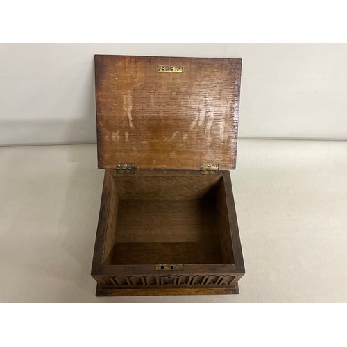 9 - CARVED OAK BOX WITH LIFTING LID H6