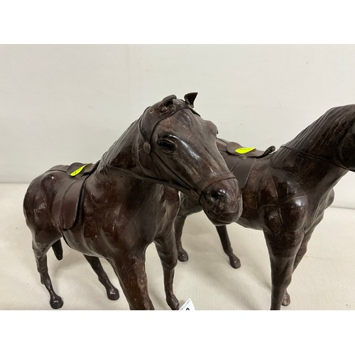 10 - PAIR OF VINTAGE LIBERTY STYLE LEATHER HORSES H12
