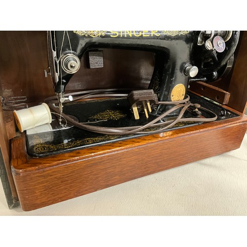 12 - VINTAGE CASED ELECTRIC SINGER SEWING MACHINE