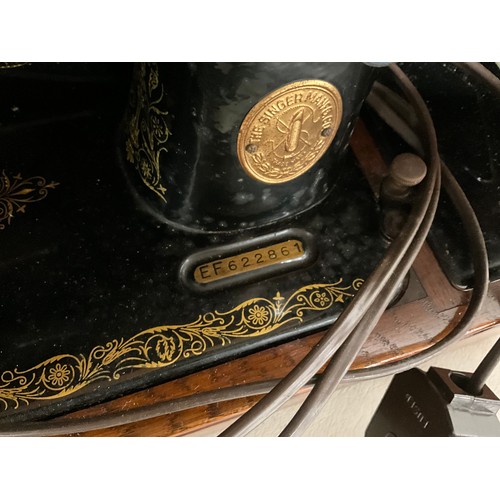 12 - VINTAGE CASED ELECTRIC SINGER SEWING MACHINE